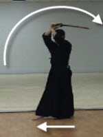 Sword up when stepping forwards