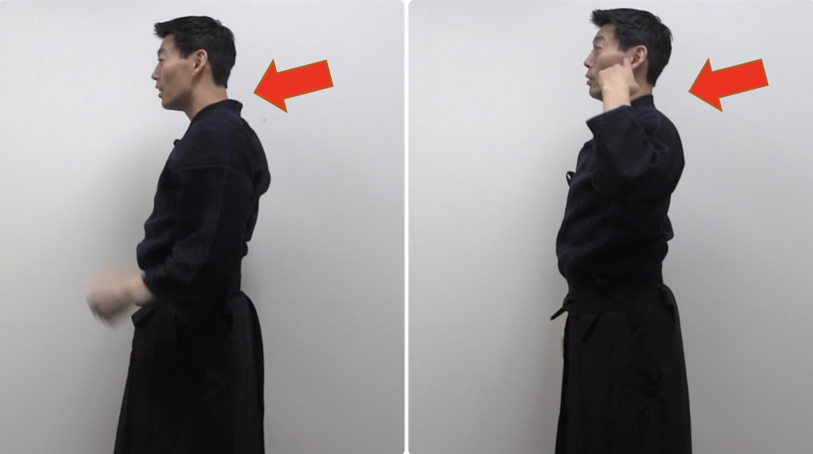 Figure 1: The collar of the keikogo should be touching your neck