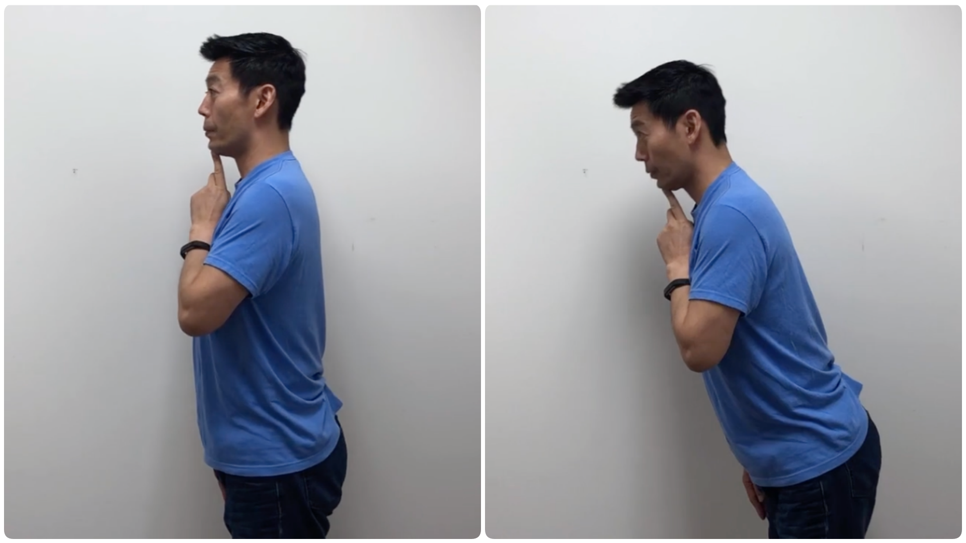 Keep the Chin in with your finger