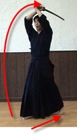 Joge-buri Going Backward Lifting Up Sword