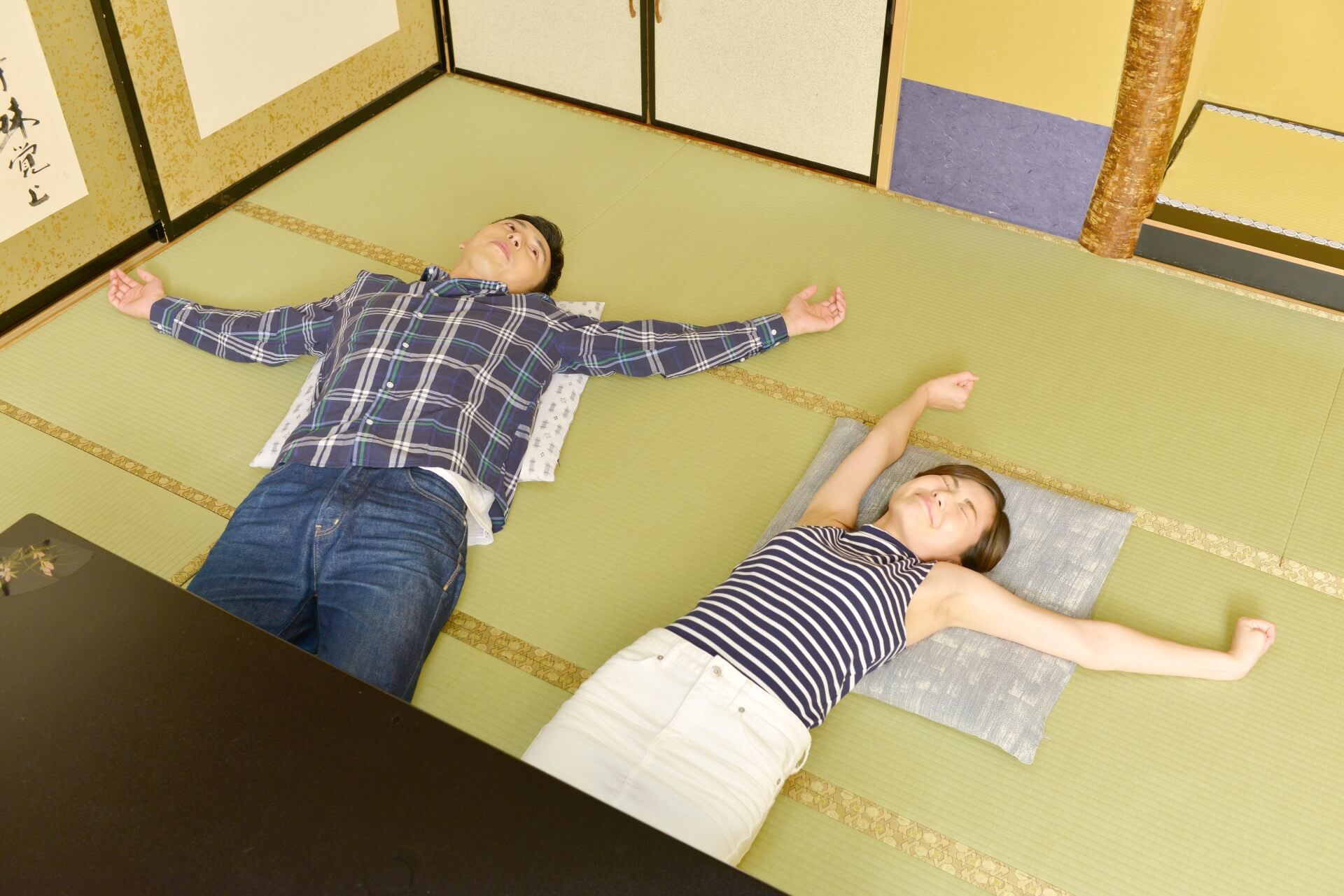 Lying down on the floor