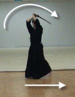 Sword up when stepping backwards