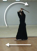 Sword up when stepping forwards